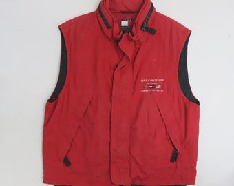 Vintage Tommy Hilfiger Alpine Vest Jacket Size XL Red