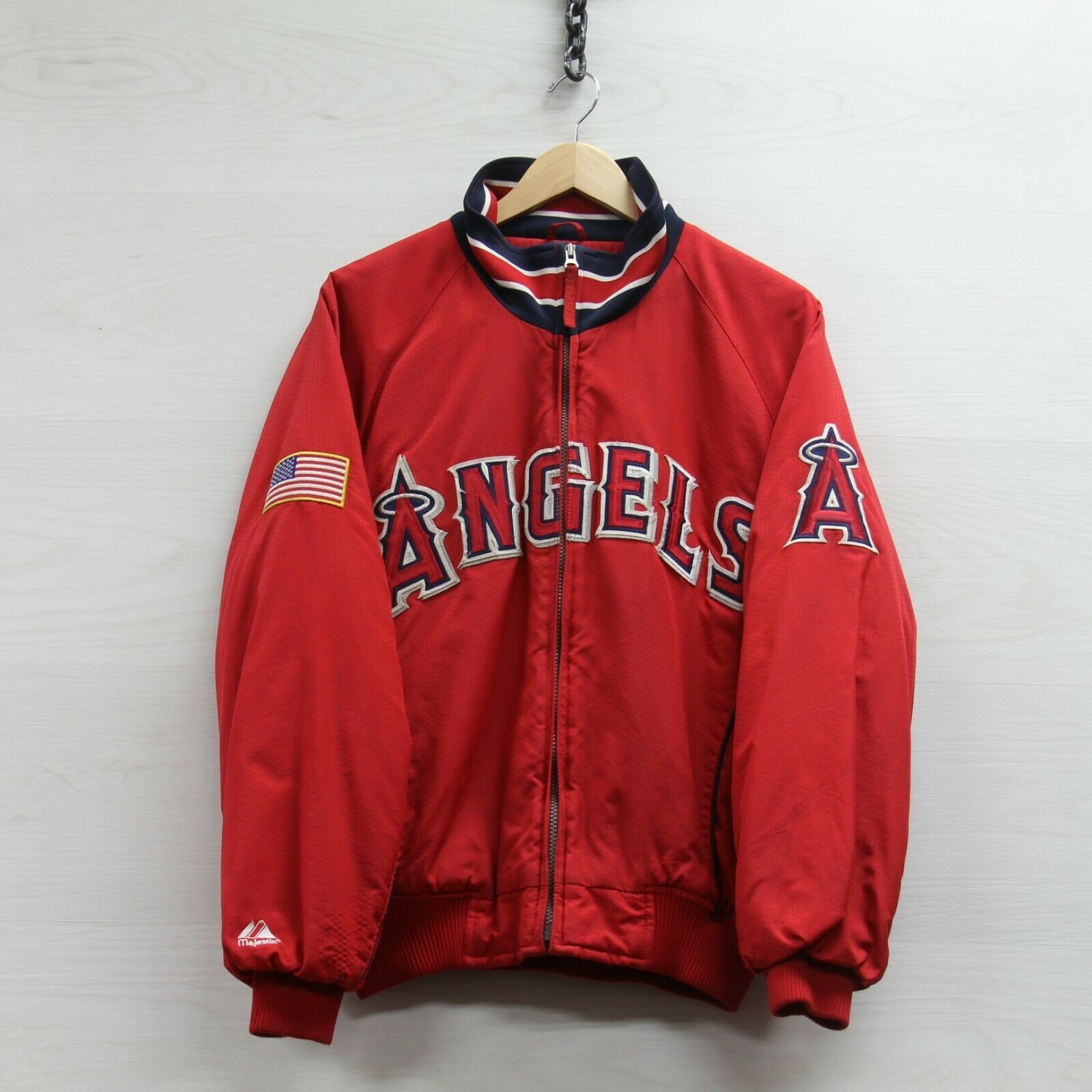 Anaheim Angels Majestic Dugout Bomber Jacket Size Small MLB 