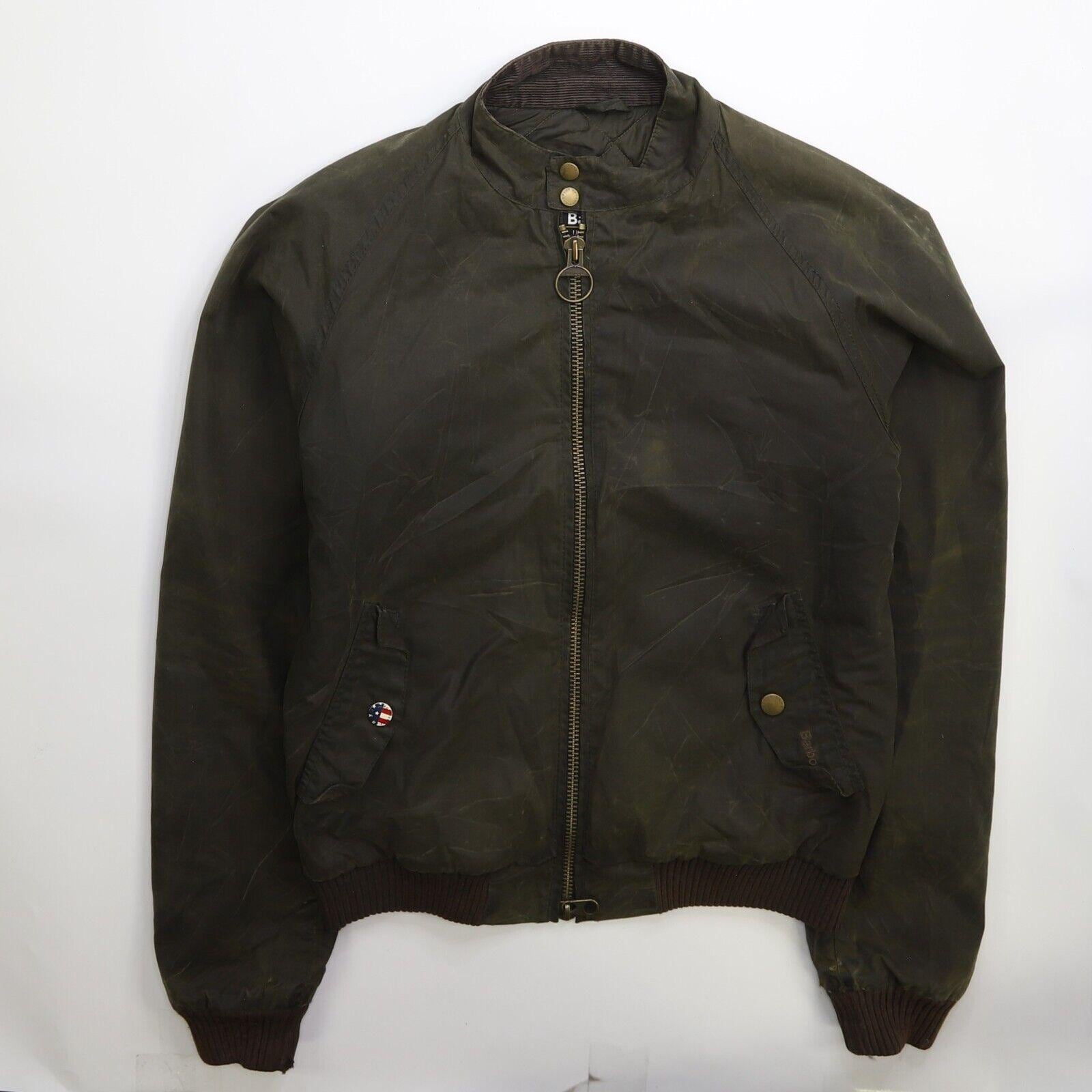 Vintage Barbour Steve Mcqueen Merchant Waxed Bomber Jacket Size Large Etsy Canada