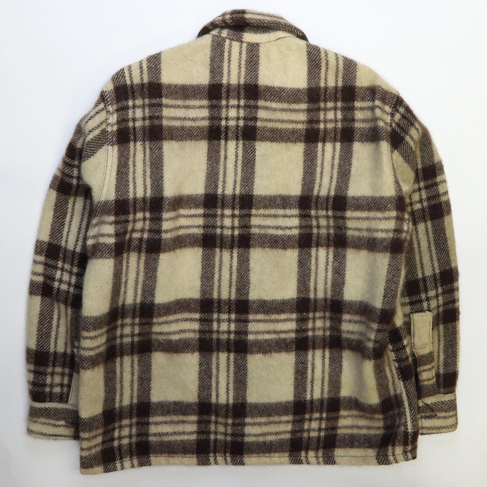 Vintage Wool Plaid Shirt Jacket Size Medium Talon Zip 70s