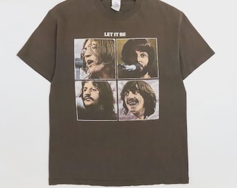 Vintage The Beatles Let It Be T-Shirt Size Large Brown