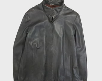 Abrigo/Chaqueta de cuero vintage de Brooks Brothers para mujer, talla mediana.