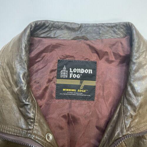 ジャケット・アウター London fog real leather bomber jacket VTG London Fog Mens Brown Leather Bomber Full Zip Jacket XL