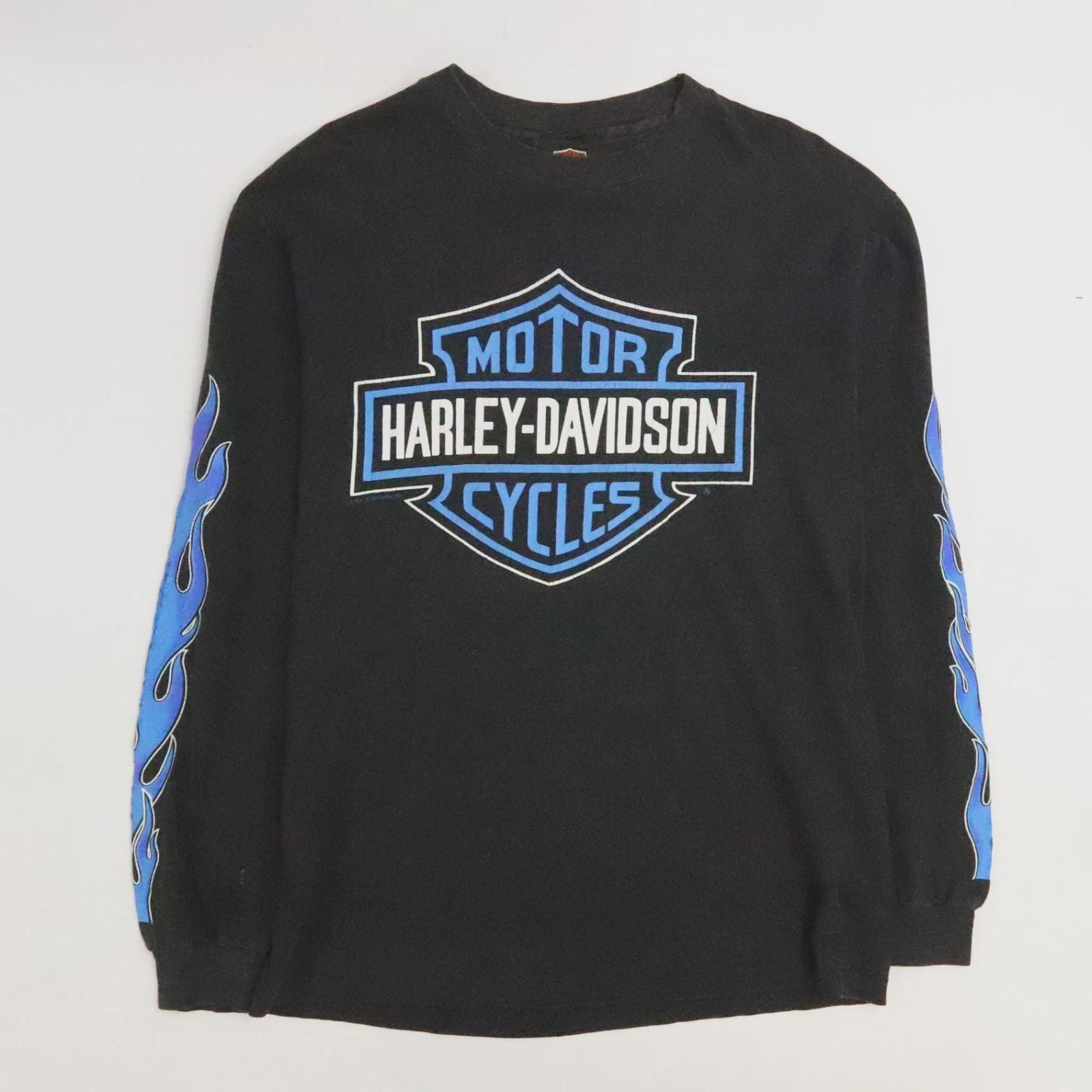 トップス Harley-Davidson vintage blue flame 00's Vintage Harley Davidson Motorcycles Blue Flame Long Sleeve T-shirt