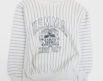 Vintage USMMA Kings Point Crewneck Sweatshirt Size XL Pinstripe 90s