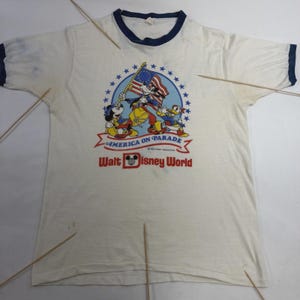 Vintage Mickey Mouse America On Parade Walt Disney World Ringer T-Shirt Large image 7