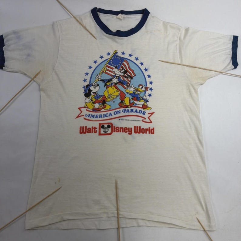 Vintage Mickey Mouse America On Parade Walt Disney World Ringer T-Shirt Large image 7