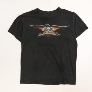Vintage Harley Davidson-motorfietsen Eagle Engine T-shirt, maat Large jaren 90