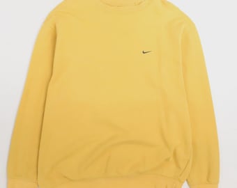 Vintage Nike sweatshirt met ronde hals maat XL gele geborduurde swoosh