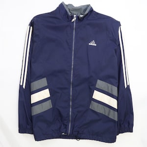 Vintage Adidas Windbreaker Light Jacket Size Large Blue
