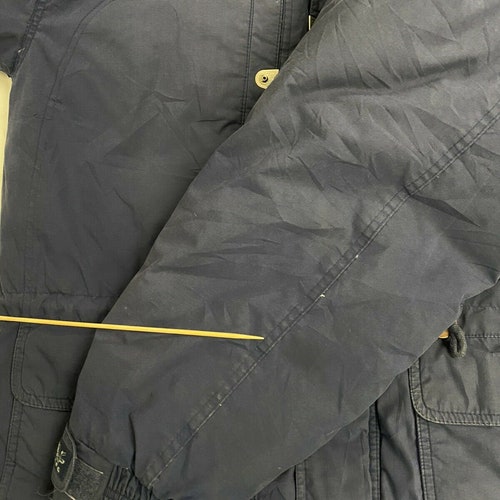 Vintage Triple FAT shops Goose Parka Puffer Jacket Size Small Blue Down Insulated