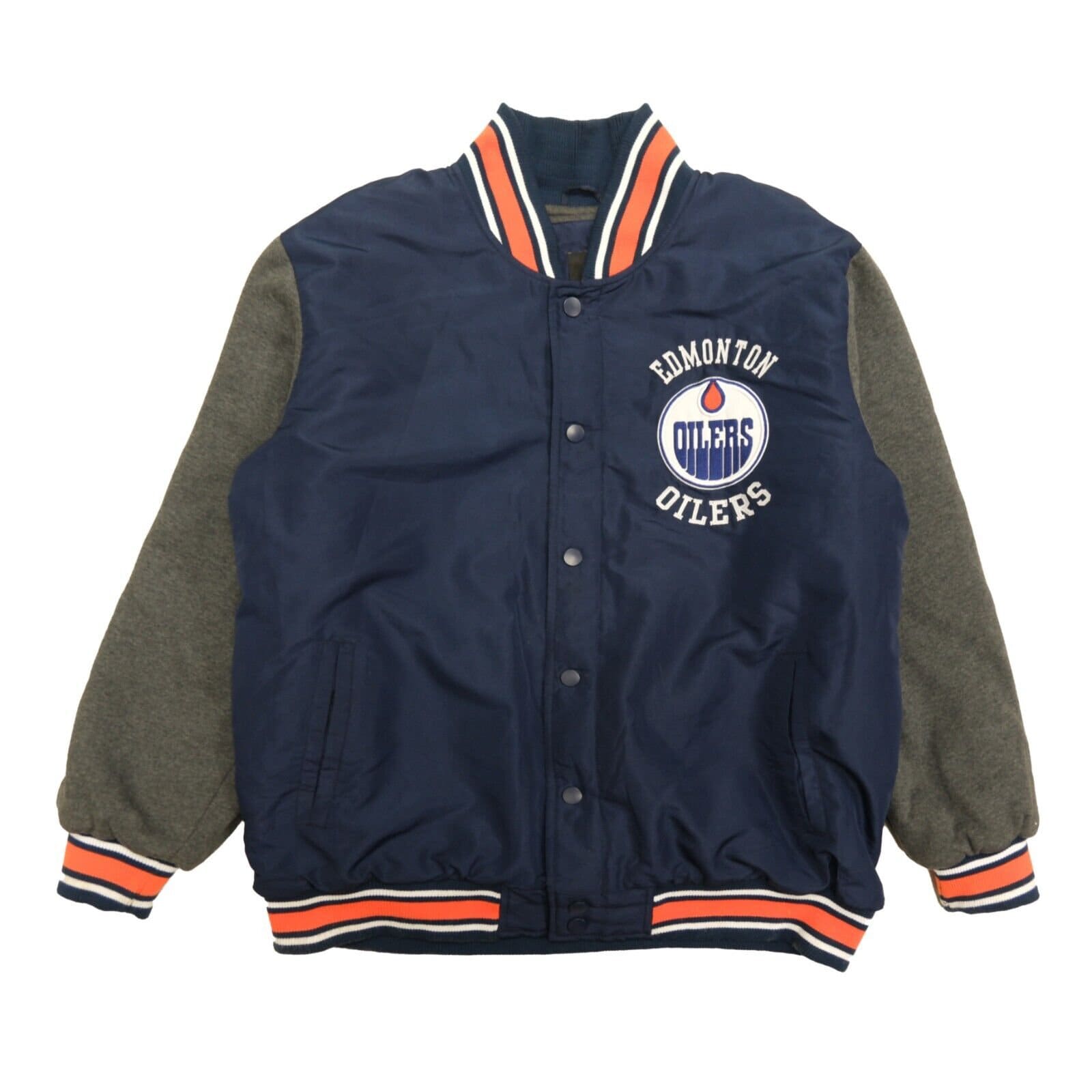 Maker of Jacket NHL Edmonton Oilers Varsity Blue White