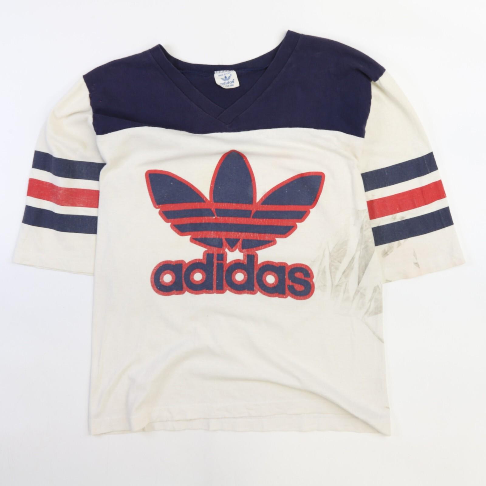 トップス vintage raglan t-shirt VTG 80s ADIDAS RAINBOW LOGO TREFOIL RAGLAN SHIRT SIZE M MADE
