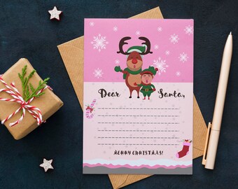 Holen Sie sich sowohl rosa als auch blau druckbare Brief an den Weihnachtsmann mit Lieber und Elf, Weihnachtsbrief, Überraschungskinder, Frohe Weihnachten, Frohe Feiertage