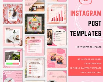 60 Instagram Kosmetik Post Canva Templates-Social Media Canva Templates-Eye Catching-Branding Kit Influencer-Business & Finanz Post