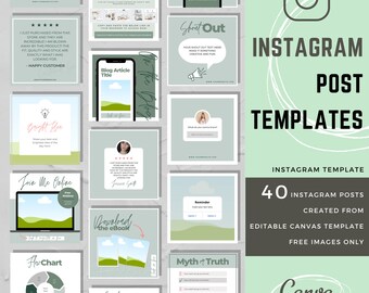 40 Eucalyptus Canva bewerkbare sjablonen-groene sociale media IG Instagram post-blogger beïnvloeder online bedrijf-bedrijf merkkit product