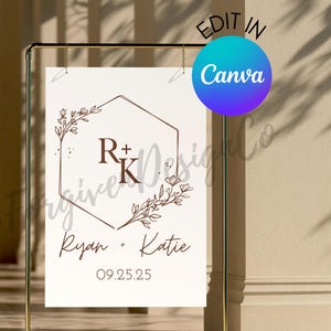 Floral Wedding Initials Logo Canva Template | Editable Monogram Logo Design | Custom Bridal Logo for Invitations & Stationery