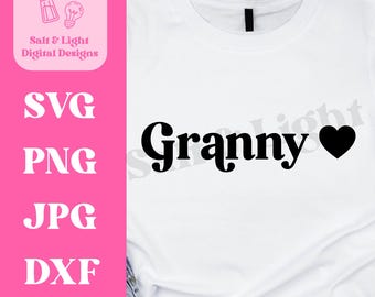 Retro Granny Heart SVG - Retro Granny Shirt SVG - Trendy Retro Granny SVG - Digital Download
