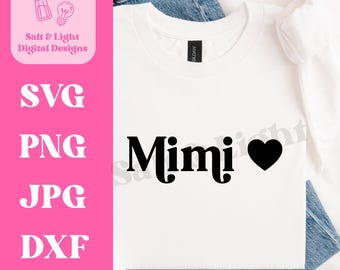 Retro Mimi Heart SVG - Trendy Mimi Shirt SVG - Retro Trendy Mimi SVG - Digital Download