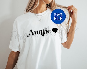 Retro Auntie Heart SVG, Retro Auntie Shirt SVG, Trendy Retro Auntie SVG, Instant Download