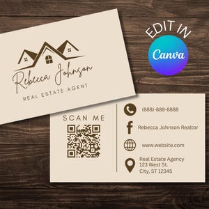 Visitenkarte eines Maklers, Canva Vorlage, bearbeitbare Vorlage, Visitenkarte des Maklers, Wohnungswerbung