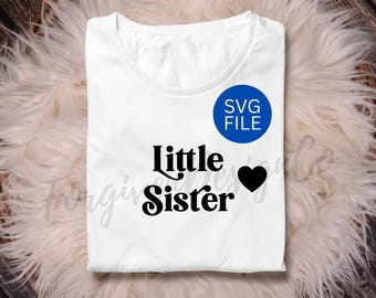 Retro Little Sister Heart SVG, Retro Little Sister Shirt SVG, Trendy Retro Little Sister SVG, Instant Download