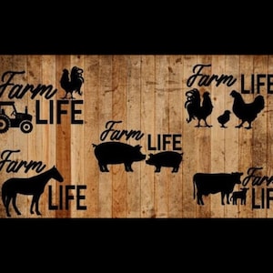 Farm Life Vinyl Decal, cow farm, chicken farm, pig farm, horse farm, car decal