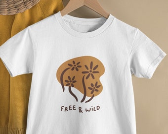 Free & Wild - T-shirt bébé, Tee bébé, Vêtements pour enfants, Vêtements drôles pour bébés, Bébé unisexe, Boho Chic Mignon