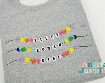 Kids Names Embroidered Bracelet Sweatshirt, Personalized Gift for Mom Embroidered with Kids Names, Mothers Day gift