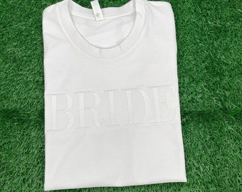 BRIDE T shirt, Embroidered Bride shirt, Bachelorette tshirt, Gifts For Her, Honeymoon Tee, Bridal Tee Shirt