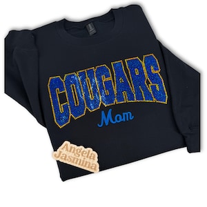 Custom Team Mascot Sweatshirt Bling & Embroidery,  Personalized Bling Embroidered Sweatshirt Team Sports