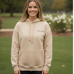 Embroidered Anniversary Date Khaki Hoodie, Roman Numerals Couples Gift