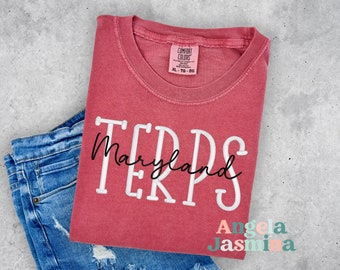 Gepersonaliseerd shirt met geborduurd schoolmascotte, custom College Spirit Comfort Colors-shirt