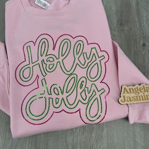 Holly Jolly Bling Sweatshirt, Festive Sweatshirt, Sparkle Holiday Party Outfit, Festive Top