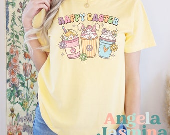 Easter Comfort Colors® Tee - Happy Easter Tee Shirt - Coffee Lover Easter Shirt - Church Easter Tee For Women - Graphic Easter Tee