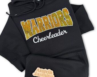 Benutzerdefinierter Bling Hoodie mit personalisierter Stickerei, Sport-Sweatshirt, Fußball Hoodie, Cheer Spirit Wear, anpassbare Teamoutfits