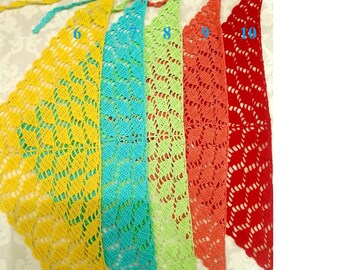 Pañuelo de crochet tipo bandana: Pañuelo para la cabeza 100 % algodón