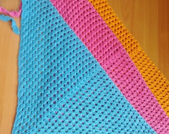 Pañuelo tipo bandana de algodón hecho a mano a crochet - Accesorio para la cabeza de primavera y verano
