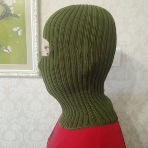 Balaclava summer knit Quadrobists Green Balaclava mask Cotton balaclava