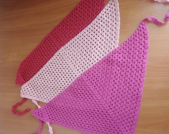 Pañuelo de encaje de ganchillo: pañuelo de algodón estilo bohemio, accesorio para el cabello hecho a mano.