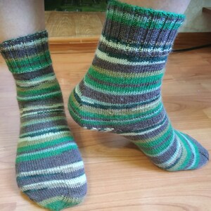 Hand Knitted Wool Socks: Striped Crew Socks, Warm Winter Wear