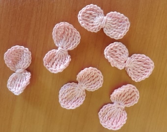 6 apliques de lazos de ganchillo, tonos rosas, 100% algodón, adornos para manualidades.