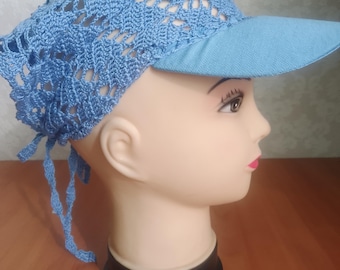 Gorro de ganchillo con visera: gorro de verano de ganchillo, tocado de ganchillo hecho a mano.