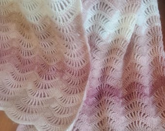 Multicolor Crochet Shawl: Boho Wool Blend Scarf, Women's Winter Wrap