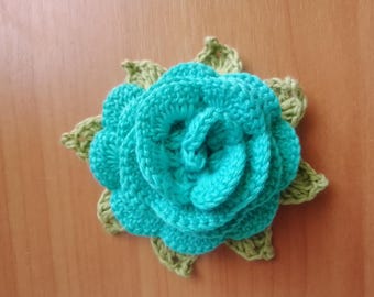 Flores de crochet naranjas Rosas de crochet azules, rojas y blancas (2,4 - 3,6 pulgadas) Color a elegir