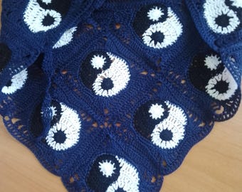 Bandana de crochet Yin Yang: bufanda de cabeza de algodón hecha a mano