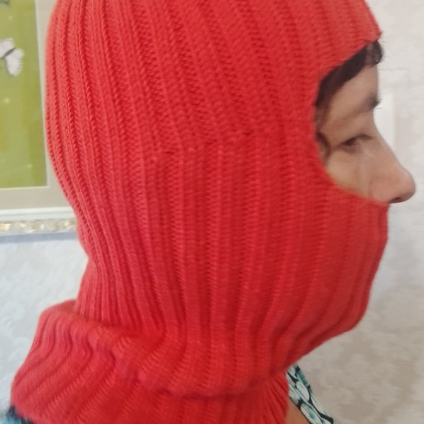 Balaclava summer knit Red Balaclava mask Cotton balaclava