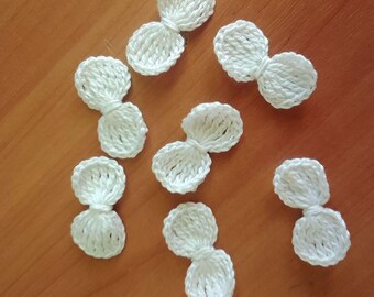 Juego de 6 apliques de lazos de ganchillo blancos, adornos para manualidades de hilo de algodón.