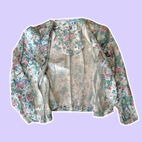 Vintage 70s / 80s Abby Kent Pastel Floral Sequin … - image 8