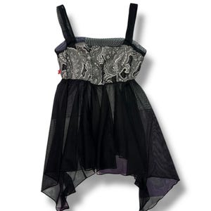 Vintage Y2K Sheer Cami Top MTV Sexywear Coquette Balletcore Fairycore Tank Top Fairy Babydoll Cascading